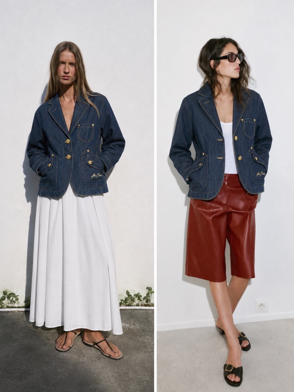 Ava Sousa Denim Jacket with Gold Script gold tone hardware